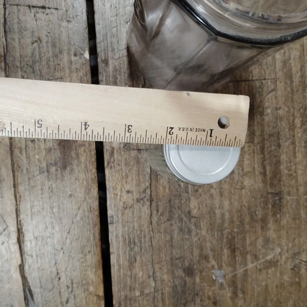 Vintage Hoosier Cabinet Clear Glass Panel Design COFFEE Embossed Jar Spice Lid